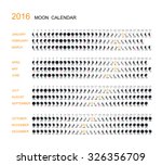 2016 Moon Phases Calendar. Vector Illustration.