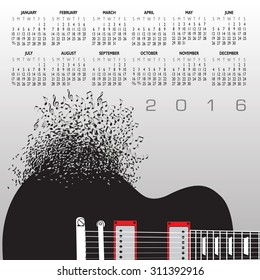 2016 Music Calendar With Notes
