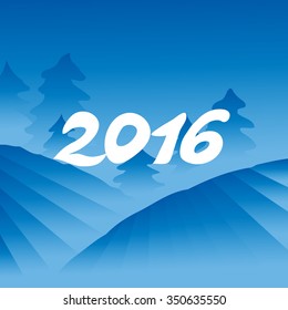 2016 New Year background. Blue landscape.