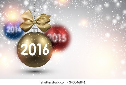 2016 New Year background with color balls. Vector illustration.