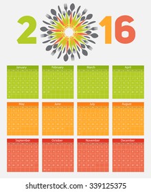 2016 New Year Calendar on Abstract Mobile Phone Vector Illustration EPS10