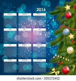 2016 New Year Calendar Vector Illustration EPS10