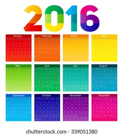 2016 New Year Calendar Vector Illustration EPS10
