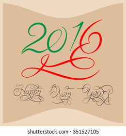 Arte vector de diseño de caligrafía de Año Nuevo 2016
