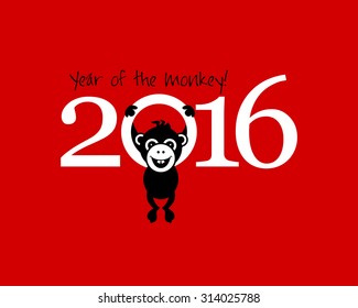 2016 New Year card or background with monkey.
Happy New Year. Merry Christmas. Vector illustration
Year of the monkey!