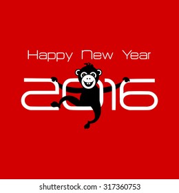 2016 New Year card or background with monkey.
Happy New Year. Merry Christmas. Vector illustration.
Year of the monkey!