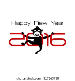 2016 New Year card or background with monkey.
Happy New Year. Merry Christmas. Vector illustration.
Year of the monkey!