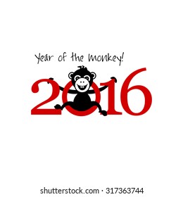 2016 New Year card or background with monkey.
Happy New Year. Merry Christmas. Vector illustration.
Year of the monkey!