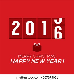 2016 New Year Card Odometer Style Vector Illustration