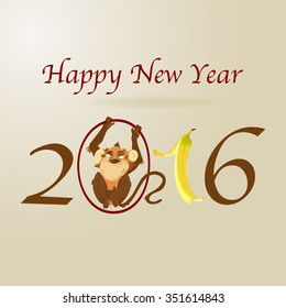 2016 New Year of the Chinese Calendar Monkey. Vector Card