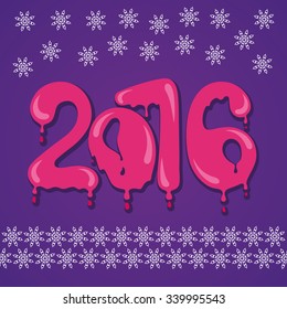 From 2016 the new year. Color cartoon design. Vector illustration
