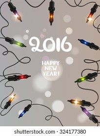 2016 New Year composition with colorful garland