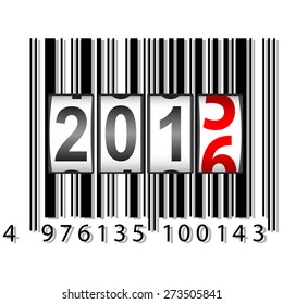 2016 New Year counter, barcode, vector illustration.