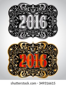 2016 New year Cowboy belt buckle design, 2016 western badge 