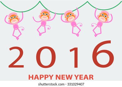 2016 new year cute monkey  background  