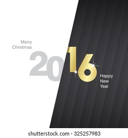 2016 New Year gray gold black background