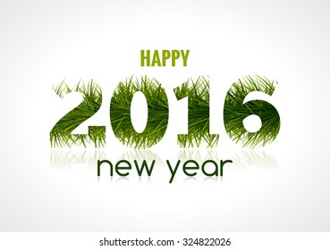 2016 New Year green grass typography. HAPPY NEW YEAR GRASS STYLE