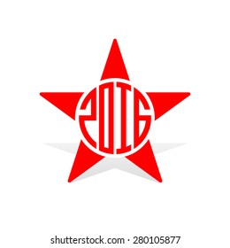 2016 New Year greeting card with red star. Vector illustration.