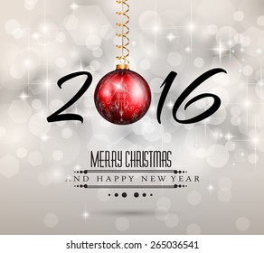 2016 New Year and Happy Christmas background for your flyers, invitation, party posters, greetings card, brochure cover or generic banners.