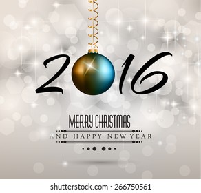 2016 New Year and Happy Christmas background for your flyers, invitation, party posters, greetings card, brochure cover or generic banners. 