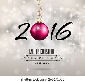 2016 New Year and Happy Christmas background for your flyers, invitation, party posters, greetings card, brochure cover or generic banners.