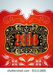 2016 New Year holidays design - western style - cowboy belt buckle
