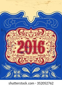 2016 New Year holidays design - western style - cowboy belt buckle
