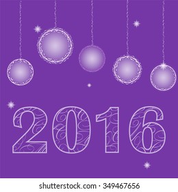 2016 New Year isolated on violet - vector