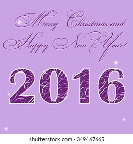 2016 New Year isolated on purple - vector