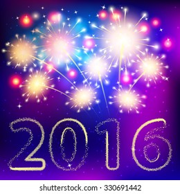 2016 New Year made a firework. Vector illustration EPS 10
