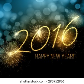 2016  New Year made a sparkler. Vector illustration EPS 10