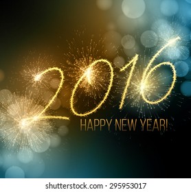 2016  New Year made a sparkler. Vector illustration EPS 10