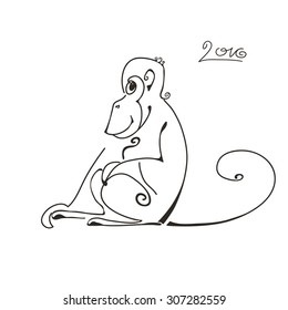 2016 New Year of the Monkey naughty symbol vector illustration