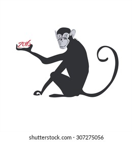 2016 New Year of the Monkey symbol vector illustration