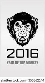 2016 - New Year of the Monkey. Vector illustration.