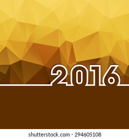 2016 New Year on golden polygonal background with copy-space