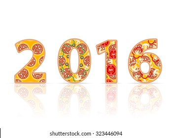 2016 new year on a white background.