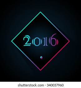 2016 New year poster, greeting card in minimalism style