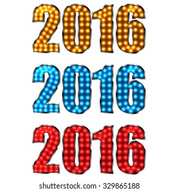 2016 New Year. Set numeral. Vector Illustration