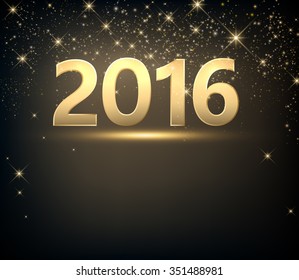 2016 New Year sparkling background. Vector paper illustration.