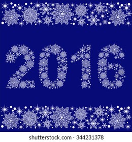 2016 New Year vector card with snowflakes