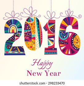 2016 New Year. Vector greeting card