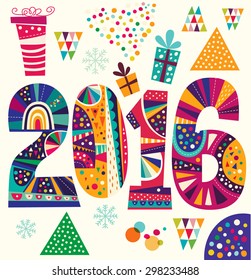 2016 New Year. Vector greeting card