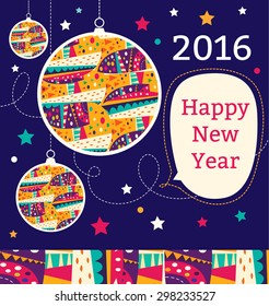 2016 New Year. Vector greeting card
