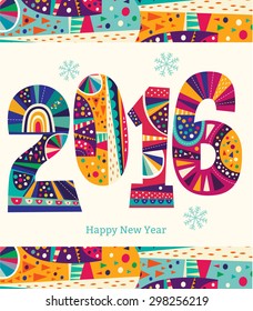 2016 New Year. Vector greeting card