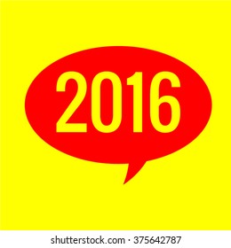 2016 New Year yellow icon Vector EPS 10 illustration.