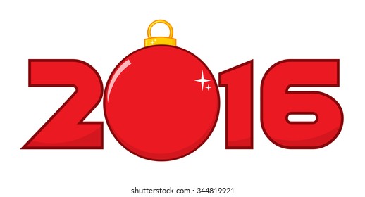 2016 New Year's Eve Greeting  With Christmas Ball And Numbers. Vector Illustration Isolated On White