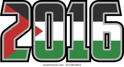 El diseño del Vector número 2016 tiene un motivo de bandera palestina