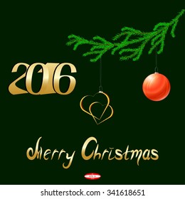 2016 numbers of christmas applique for element design with christmas tree isolated on dark green background. vector illustration