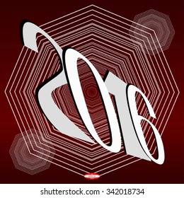 2016 numbers of christmas applique for element design with snowflake isolated on red background. vector illustration